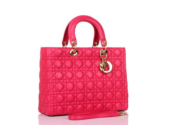 replica jumbo lady dior lambskin leather bag 6322 rosered with gold hardware